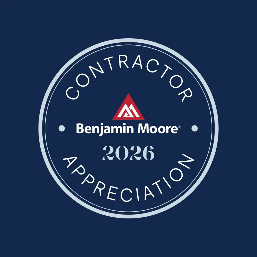 Benjamin Moore 2026 Contractor Appreciation circular logo on a dark blue background.