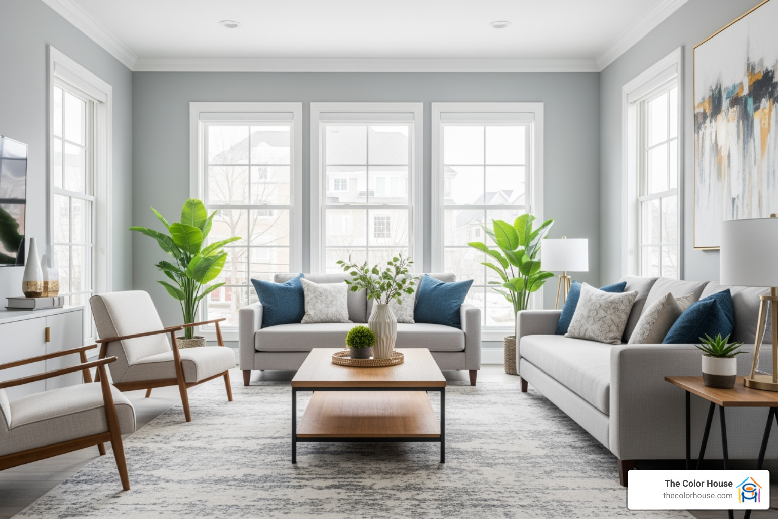 modern living room with light gray walls - Light gray walls