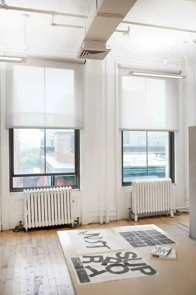 2 inch blinds for windows in a bright modern living room